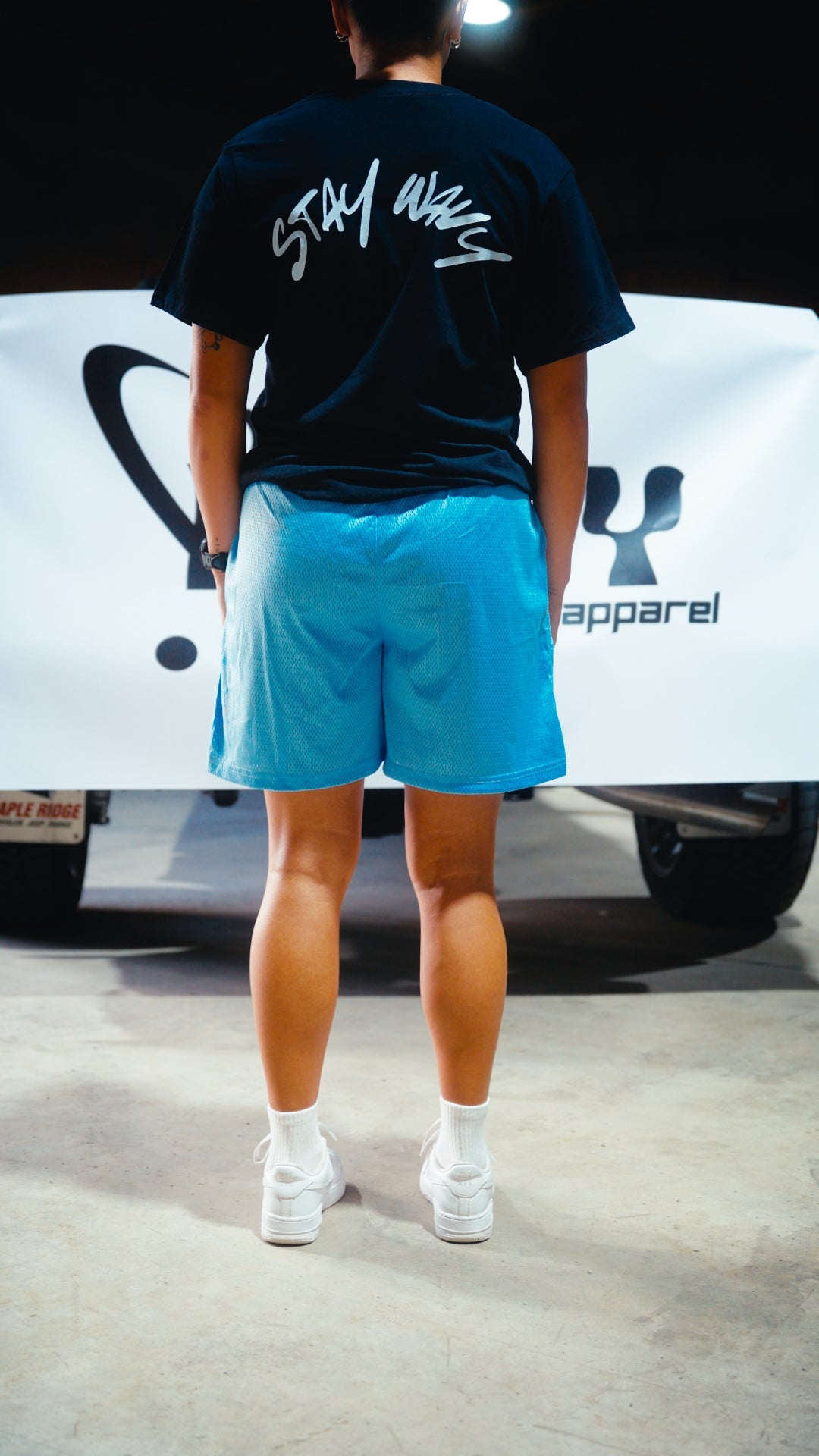 Wavy Mesh Shorts - Light Blue