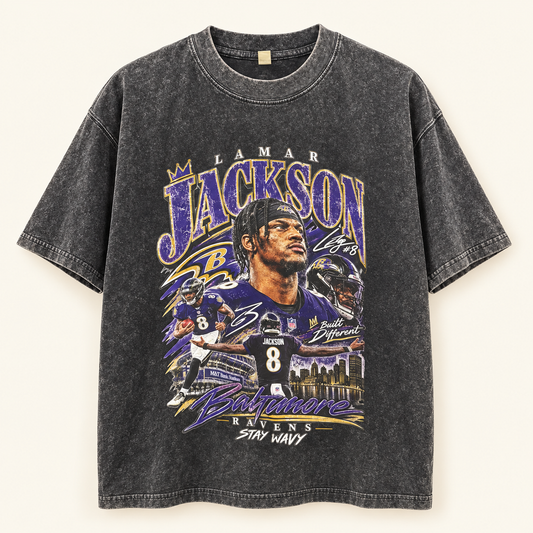 Washed Graphic Tee - Lamar Jackson