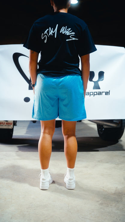 Wavy Mesh Shorts - Light Blue